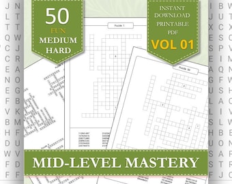 Dominio de nivel medio: 50 acertijos de relleno de números con pistas iniciales / PDF instantáneo / Acertijos de números imprimibles
