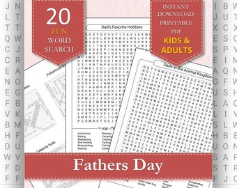 Father’s Day Word Searches | Engaging Puzzles for All Ages | Gift For Dad | Printable Adult Puzzles PDF