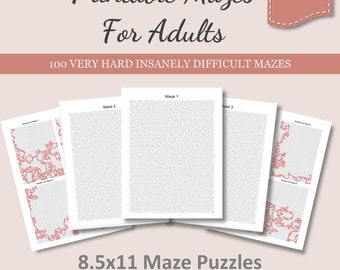 Printable Mazes For Adults - Hard Very Insanely Difficult 100 Mazes, Etsy