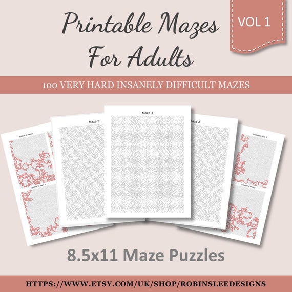 printable mazes for adults hard very insanely difficult 100 etsy