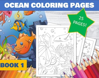 Sea Animals Coloring Book: 25 Unique Marine Life Designs (Printable PDF)