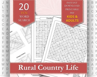 Rural Country Life Word Searches | Engaging Puzzles for All Ages | Countryside and Nature Printable Adult Puzzles PDF