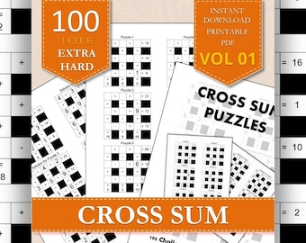 Paquete de rompecabezas de suma cruzada imprimible: ¡divertidos acertijos matemáticos para todas las edades! PDF en letra grande