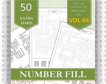 Rompecabezas para completar números / Juegos imprimibles / 50 extremadamente difíciles / Alternativa al Sudoku / PDF imprimible al instante