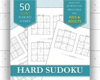 大人向けの数独パズル | 50 の難しい数独チャレンジ | 印刷可能な PDF | 大人のリラックスのための脳トレ アクティビティ | デジタル ダウンロード