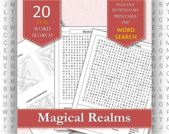 Magical Word Search Collection for Women | Enchanted Forest & Wizarding World | Printable Fantasy Puzzles with Solutions