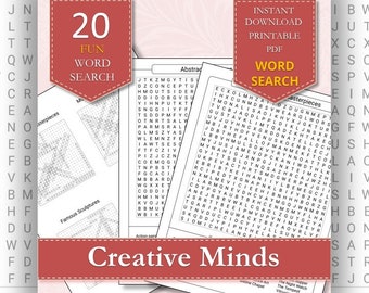 Creative Minds Word Search Collection for Women | Arts and Crafts | Printable Crafting Puzzles with Solutions