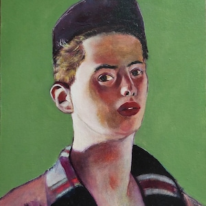 Oil painting. Portrait of a young boy. Original.
