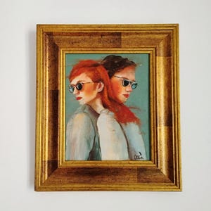 Oil portrait painting of a couple. Love. Heartbreak. Original and unique, FRAMED.