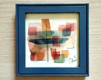 Original Watercolor. Abstract. Modern. Colorful. Framed.