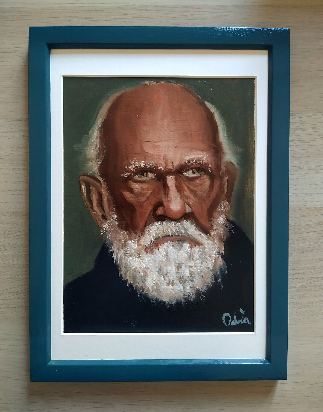 Oil Portrait of a Man With a White Beard. Framed Painting. Original and ...
