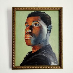 Oil painting. Portrait based on the actor John Boyega. Original and unique, to frame and decorate.