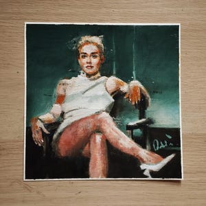 Decorazione murale - Basic Instinct. Sharon Stone. Opera d'arte originale, dipinto originale, pittura ad olio, arte unica, arte moderna, decorazione per la casa, decorazione murale