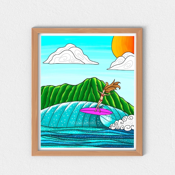 DIGITAL Surf Hair surf art print - instant download