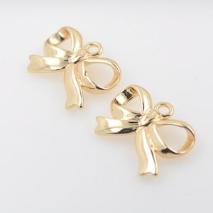 10 Pcs Gold plated bow pendant charm, Diy Material, Jewelry Supplies,ASL30125