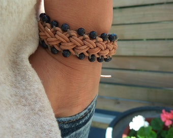 Woven Beaded Stone Bracelet Leather, Woven Bracelet Women, Wide Stone Bracelet Woven, Leather Stone Bracelets, Women Bracelet Viking