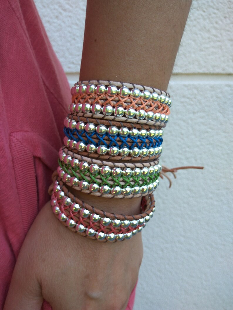 Beaded Bracelets Silver Beads Woven Bracelets Beaded Cuff Etsy