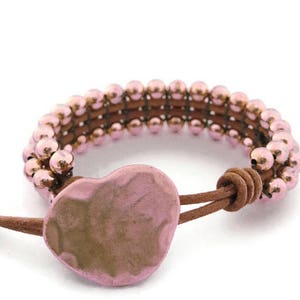 Rose gold trendy bracelet. Rose gold bracelet, Trendy beaded bracelet, Rose gold beads bracelet, 3 row woven bracelet, triple row bracelet image 5