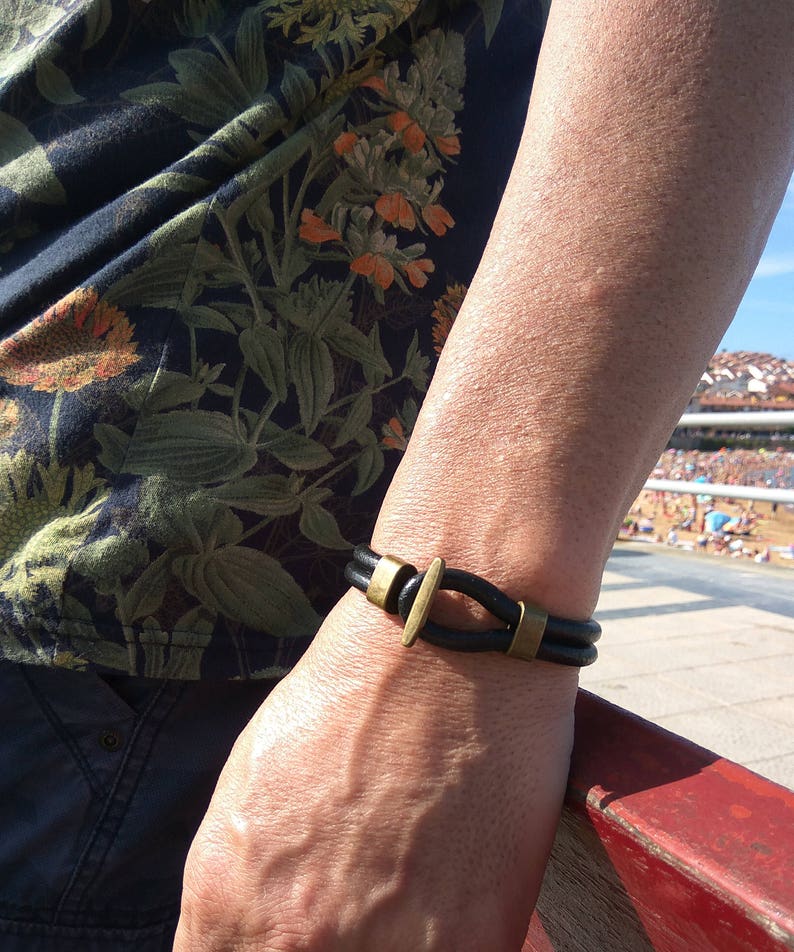 Black men cuff Boho men bracelet Cuff bracelet brass clasp Etsy