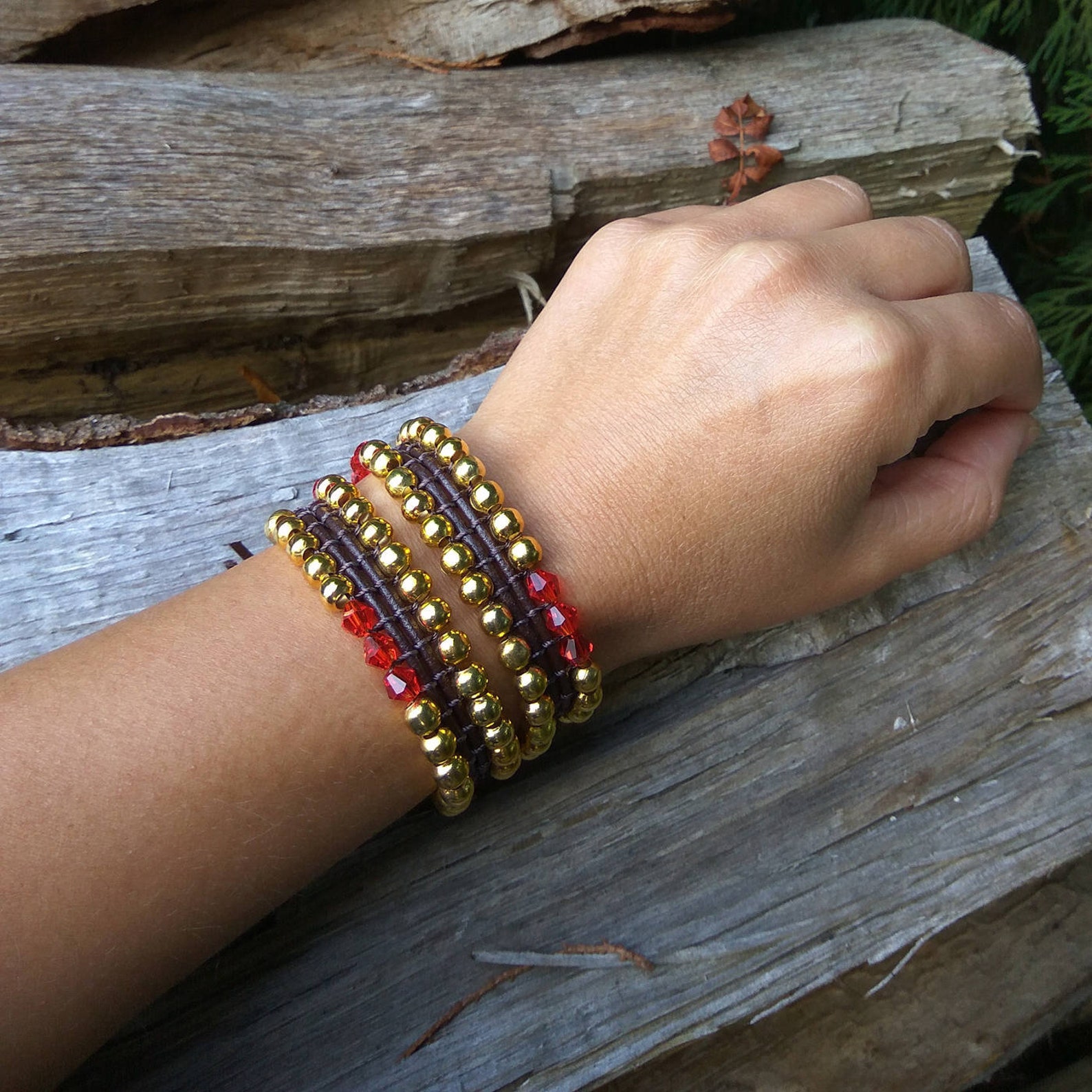 Golden & Red Beads Bracelet Gold Wrap Bracelet for Woman Etsy