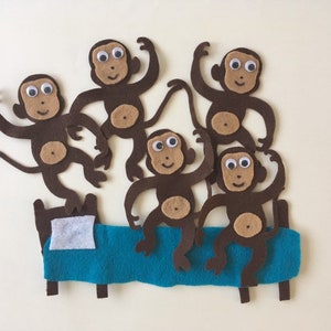 Five Little Monkeys Jumping on the Bed Children's Felt / Flannel Story for Early Childhood Education image 2