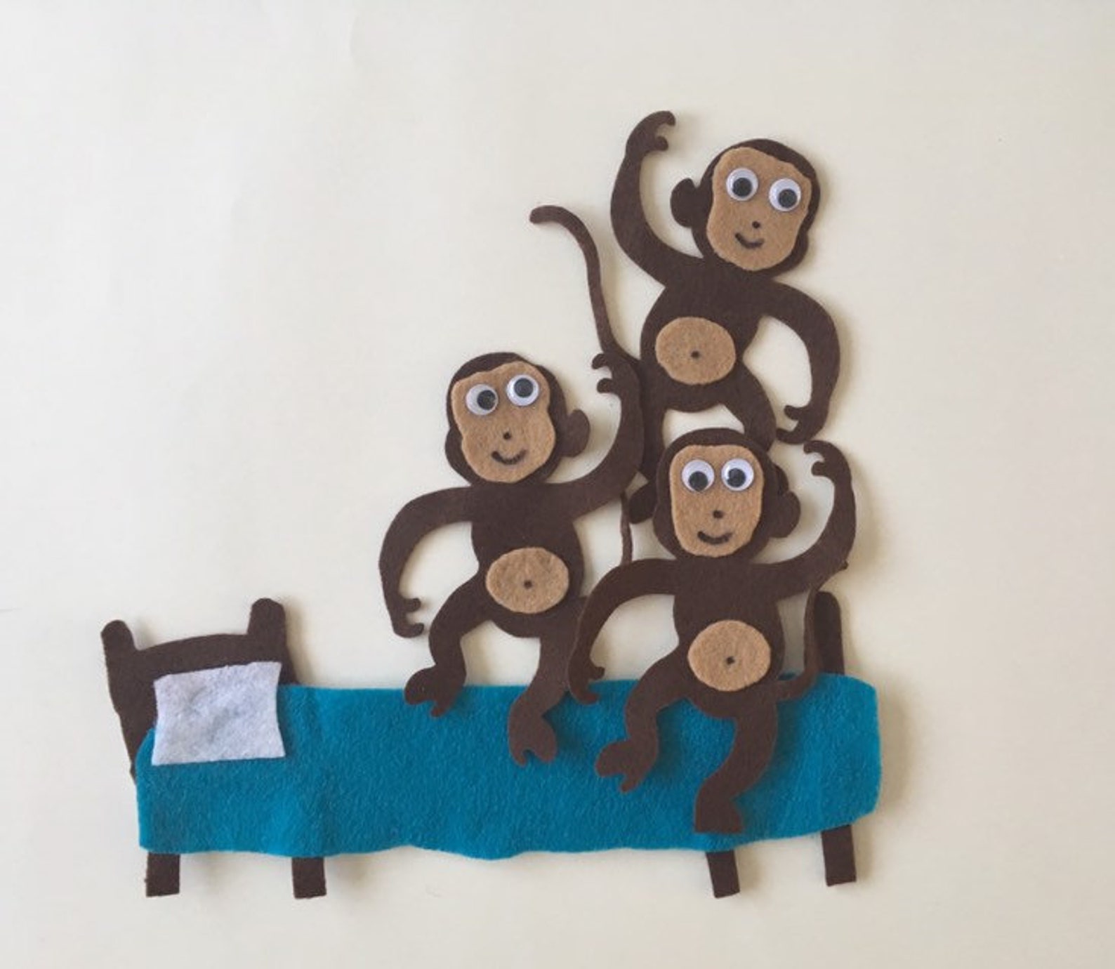 Five Little Monkeys Jumping on the Bed - Children's Felt / Flannel ...