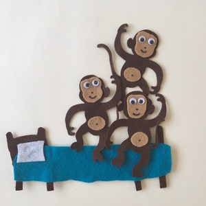 Five Little Monkeys Jumping on the Bed Children's Felt / Flannel Story for Early Childhood Education image 4