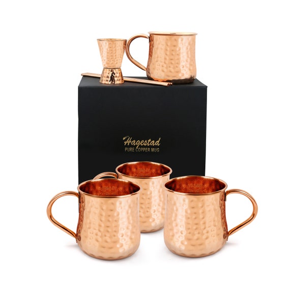 Copper Mug, Handmade Copper Mug, Copper Mule Mug, Pure Copper Moscow Mule Mug Set, Hammered Copper Mug, Copper Mugs. Set of 4