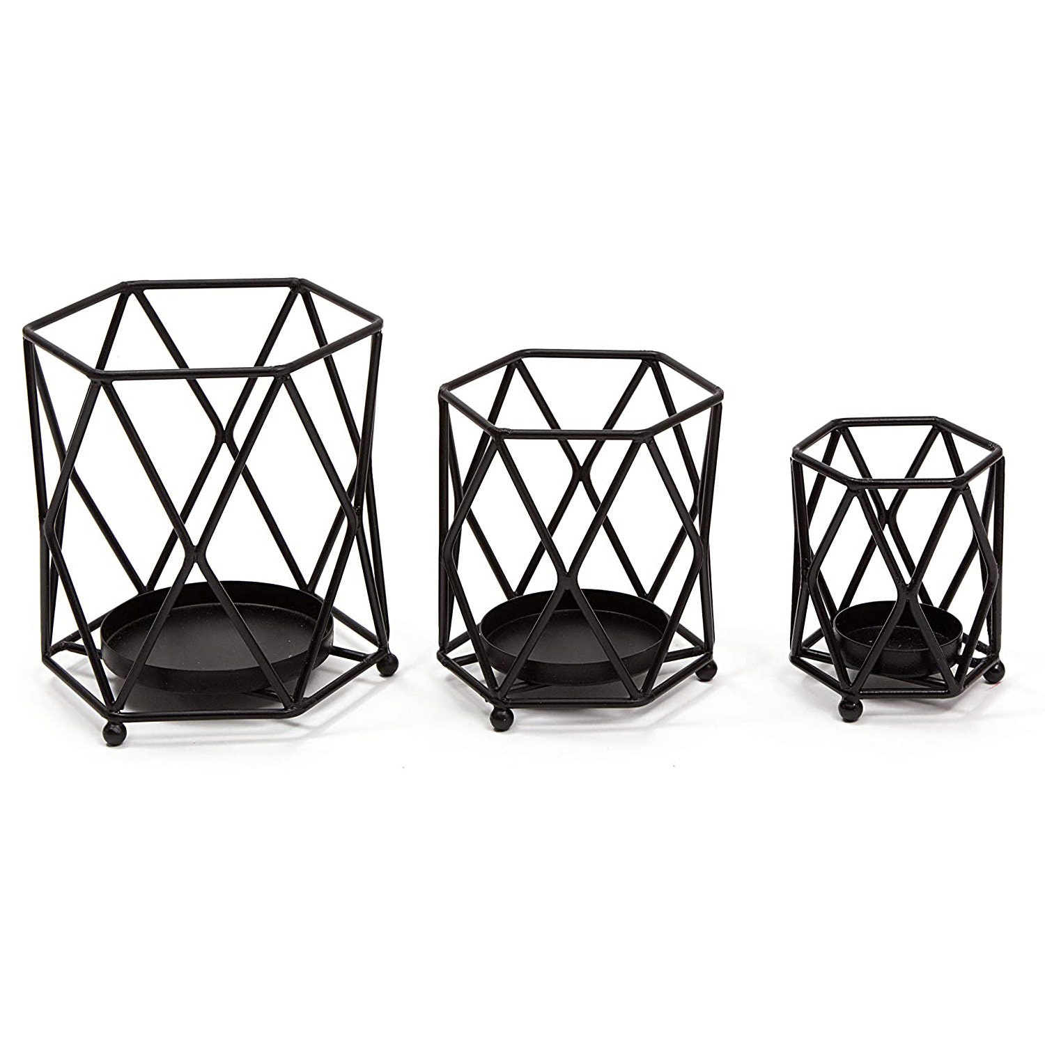 Gold Metal Candle Holder Set: Geometric Home Decor, Set of 3 - Etsy