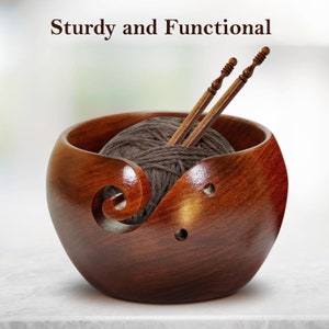 Yarn Bowl Wood -6x3in, Crochet Yarn Bowl. Handmade from Wood (Rosewood). Portable & Study. Perfect For Crocheting or Knitting