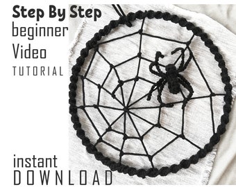 Macrame Pattern, DIY Halloween Decor, Macrame Spider Web, Tutorial for Beginners, Macrame tutorial,