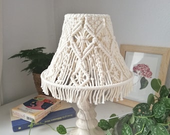 Macrame Lamp, Small Handmade Boho Accent Lamp