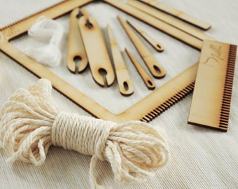 DIY Loom Kit For Beginners, Weaving Loom, Small Loom for beginners, Loom for Fiber Art, Portable loom kit