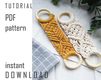 PDF Tutorial of Macrame Kitchen Towel Holder for beginners, PDF Macrame Pattern, Istant Download, Knot Guide, How to Macrame, Towel Hanger