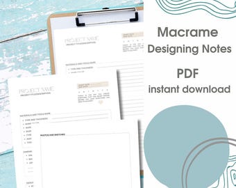 Macrame Project Planner: Knotting Design Notes (PDF Pattern)