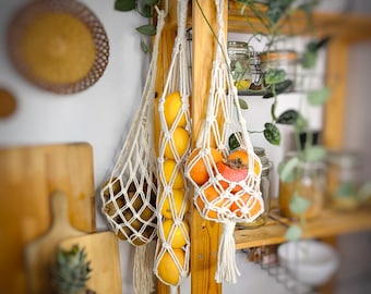 Macrame Fruit Hanger, Hanging Vegetable Basket, Fabric Hanging Fruit Bag, Storage Bags, Storage Organization Kitchen, Housewarming Gift