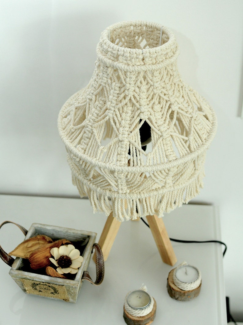 Macrame Lamp shade Boho Macrame Lamp Bohemian Lamp Cotton Etsy