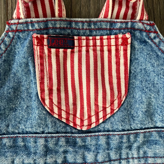 LEE Vintage Denim Jean Jumper Red White Stripe Ci… - image 4