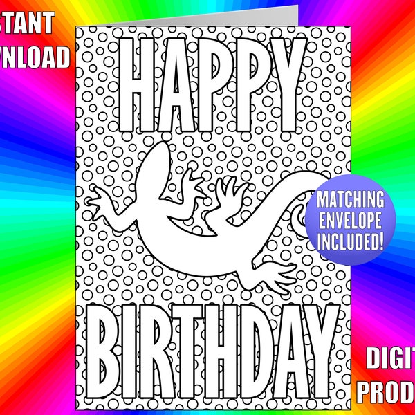 Printable Lizard Birthday Card - Etsy
