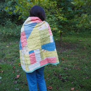 Handmade Linen Quilt Throw Blanket