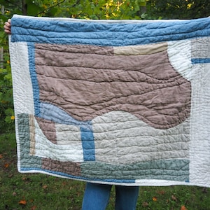 Handmade Linen Quilt Throw Blanket