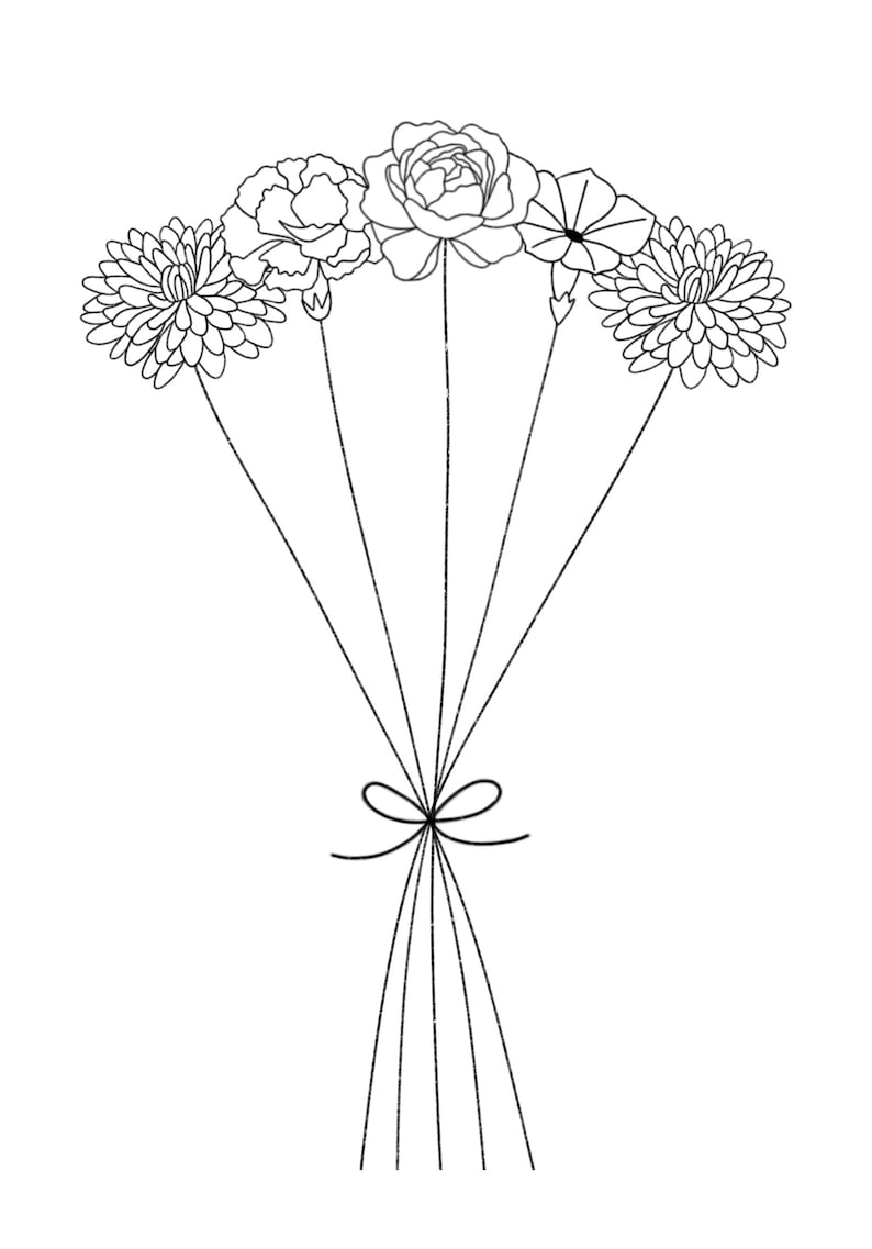 Custom Birth Flower Bouquets | Digital Prints | Digital Download | Personalized Birth Flower Bouquet | Hand Drawn Birth Flower Bouquet image 8