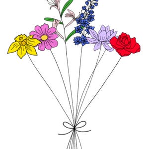 Custom Birth Flower Bouquets | Digital Prints | Digital Download | Personalized Birth Flower Bouquet | Hand Drawn Birth Flower Bouquet image 6