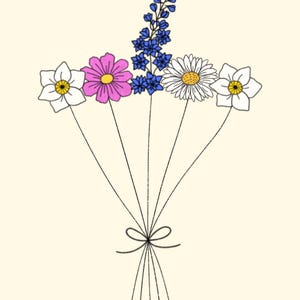 Custom Birth Flower Bouquets | Digital Prints | Digital Download | Personalized Birth Flower Bouquet | Hand Drawn Birth Flower Bouquet image 2