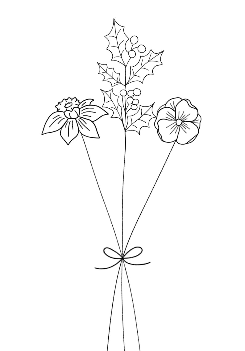 Custom Birth Flower Bouquets | Digital Prints | Digital Download | Personalized Birth Flower Bouquet | Hand Drawn Birth Flower Bouquet image 9