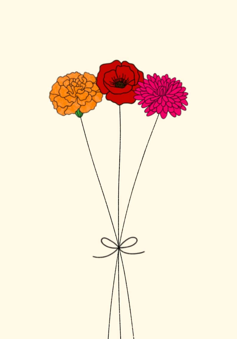 Custom Birth Flower Bouquets | Digital Prints | Digital Download | Personalized Birth Flower Bouquet | Hand Drawn Birth Flower Bouquet image 4