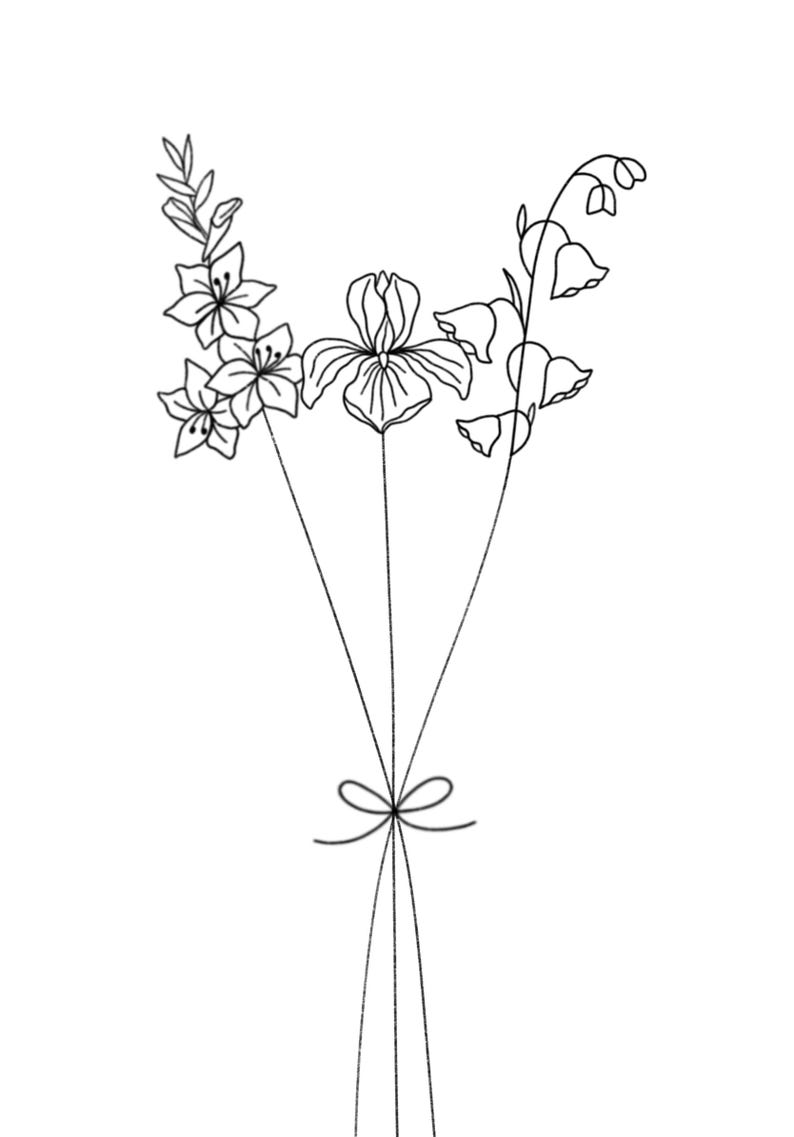 Custom Birth Flower Bouquets | Digital Prints | Digital Download | Personalized Birth Flower Bouquet | Hand Drawn Birth Flower Bouquet image 7