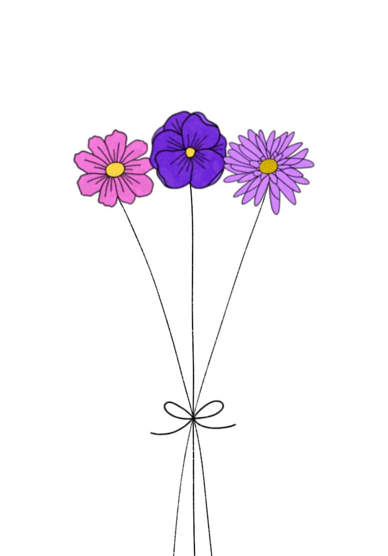 Custom Birth Flower Bouquets | Digital Prints | Digital Download | Personalized Birth Flower Bouquet | Hand Drawn Birth Flower Bouquet image 5