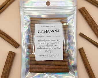 Cinnamon sticks, dried cinnamon, organic cinnamon, spices, witchcraft supplies, protection, lust, metaphysical, love, healing, prosperity