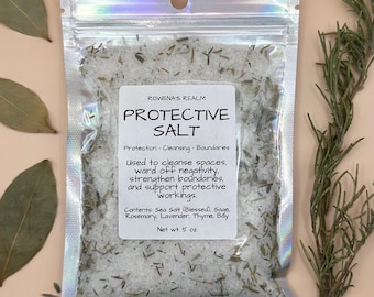 5 oz protective salt, witch salt, Sea salt, protection, spellwork, witchcraft, altar tools, hex removing, witchcraft supplies, blessed salt